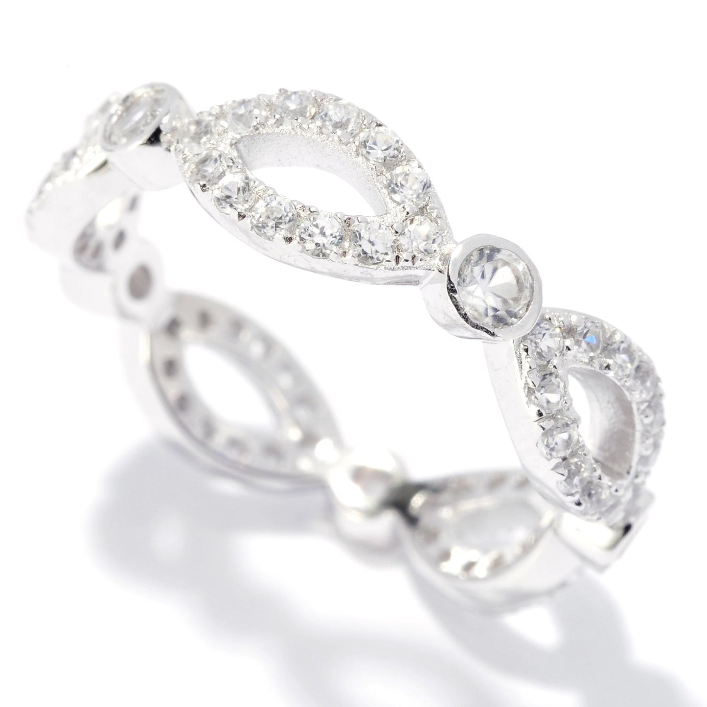 Platinum O/ Silver 1.39Ctw White Natural Zircon Eternity Ring - Pinctore
