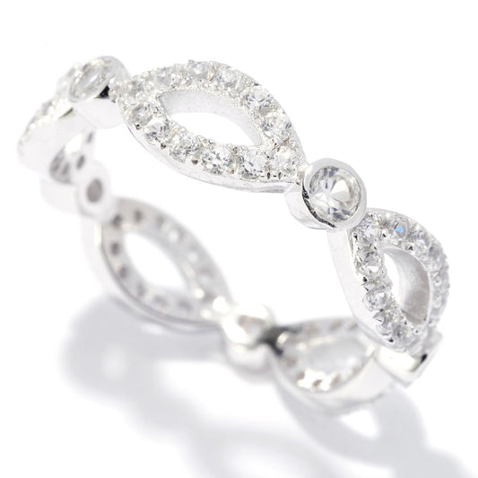 Platinum O/ Silver 1.39Ctw White Natural Zircon Eternity Ring - Pinctore