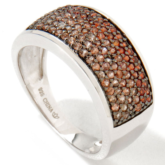 Pinctore Sterling Silver 0.97ctw Shaded Brown Zircon Band Ring - pinctore