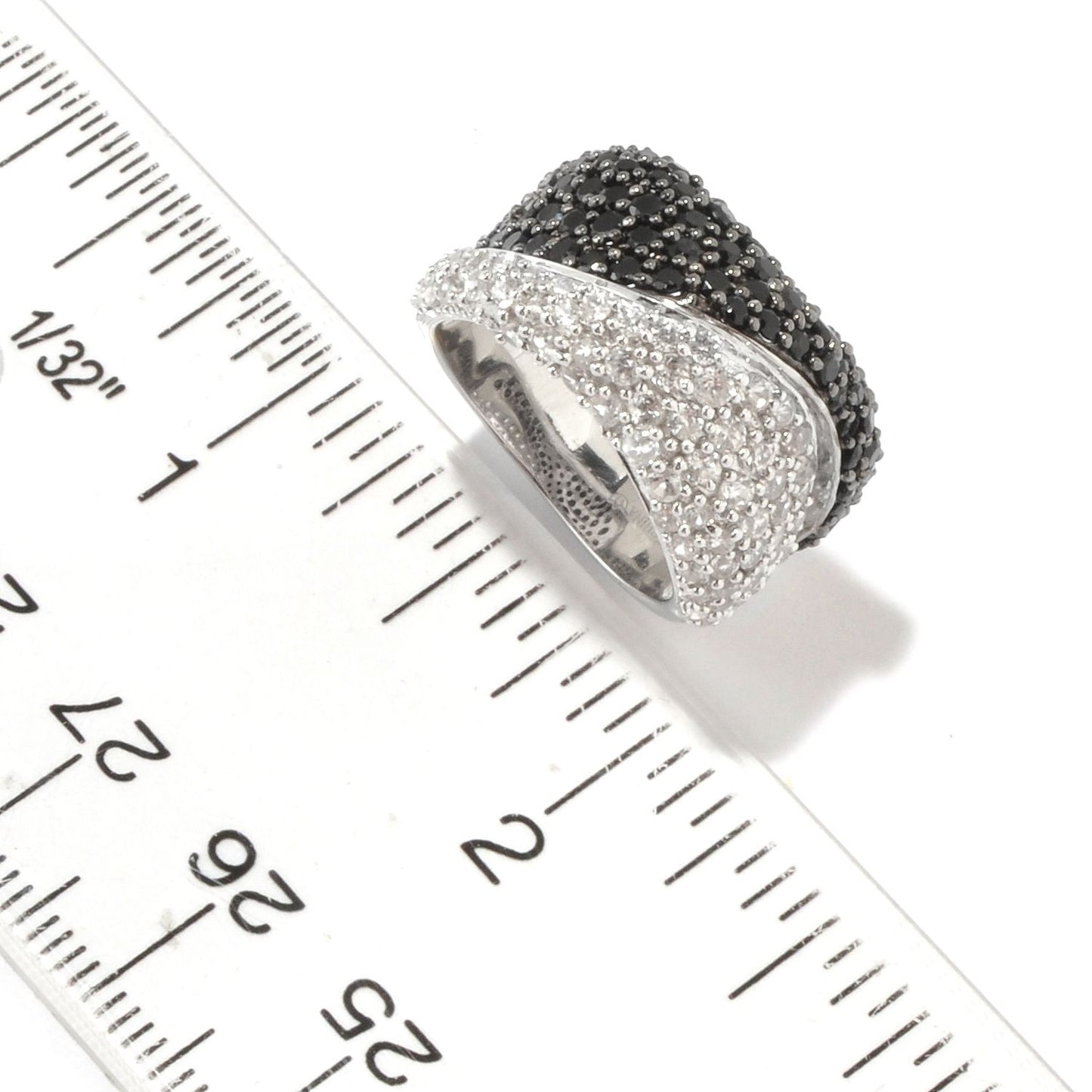 Sterling Silver 3.63Ctw Black Spinel Band Ring - Pinctore