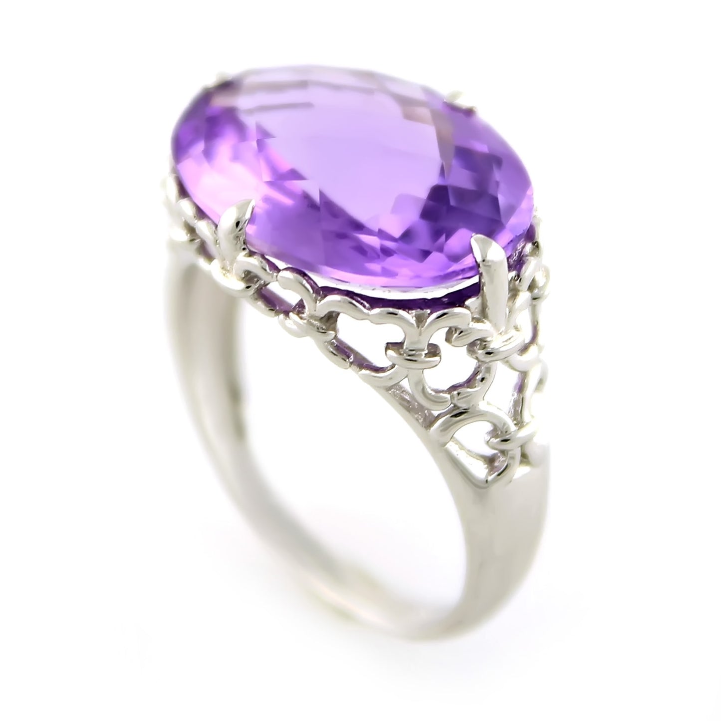 Pinctore Sterling Silver 8.52ctw African Amethyst Cocktail Rings