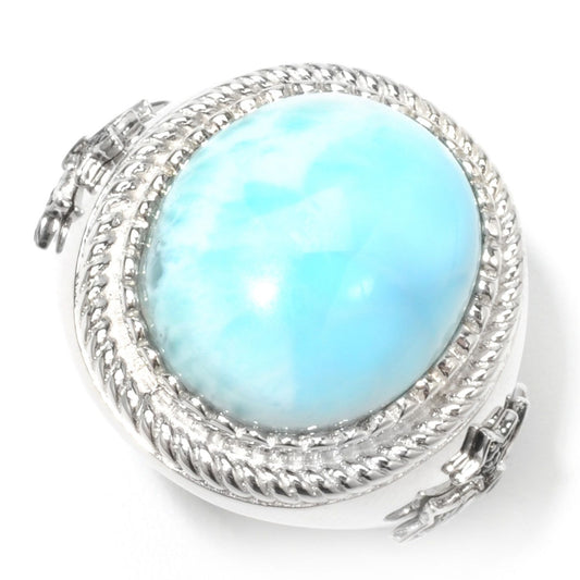 Pinctore Sterling Silver 20.37ctw Larimar Cocktail Ring - pinctore