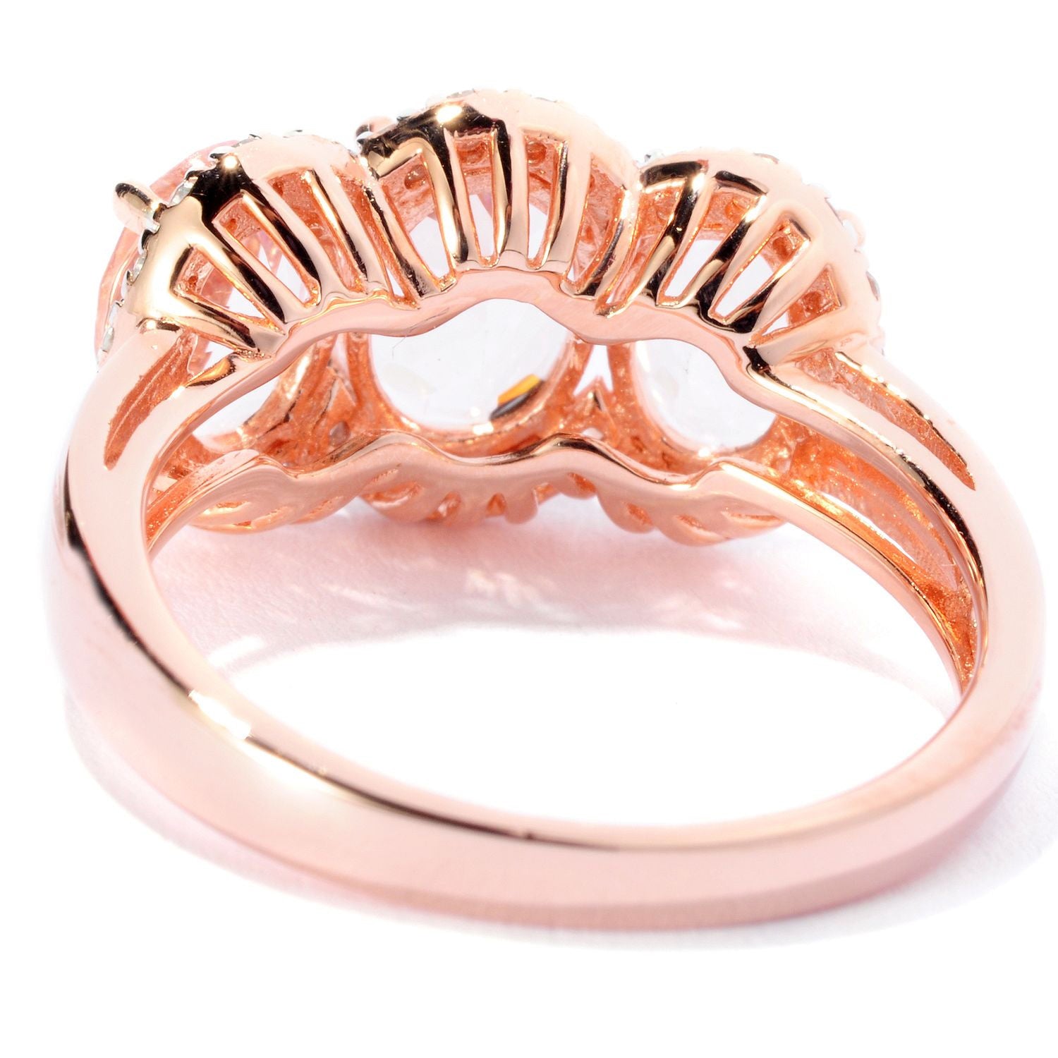 10kt Rose Gold 2.88ctw Morganite 3-Stone Ring - Pink - Pinctore