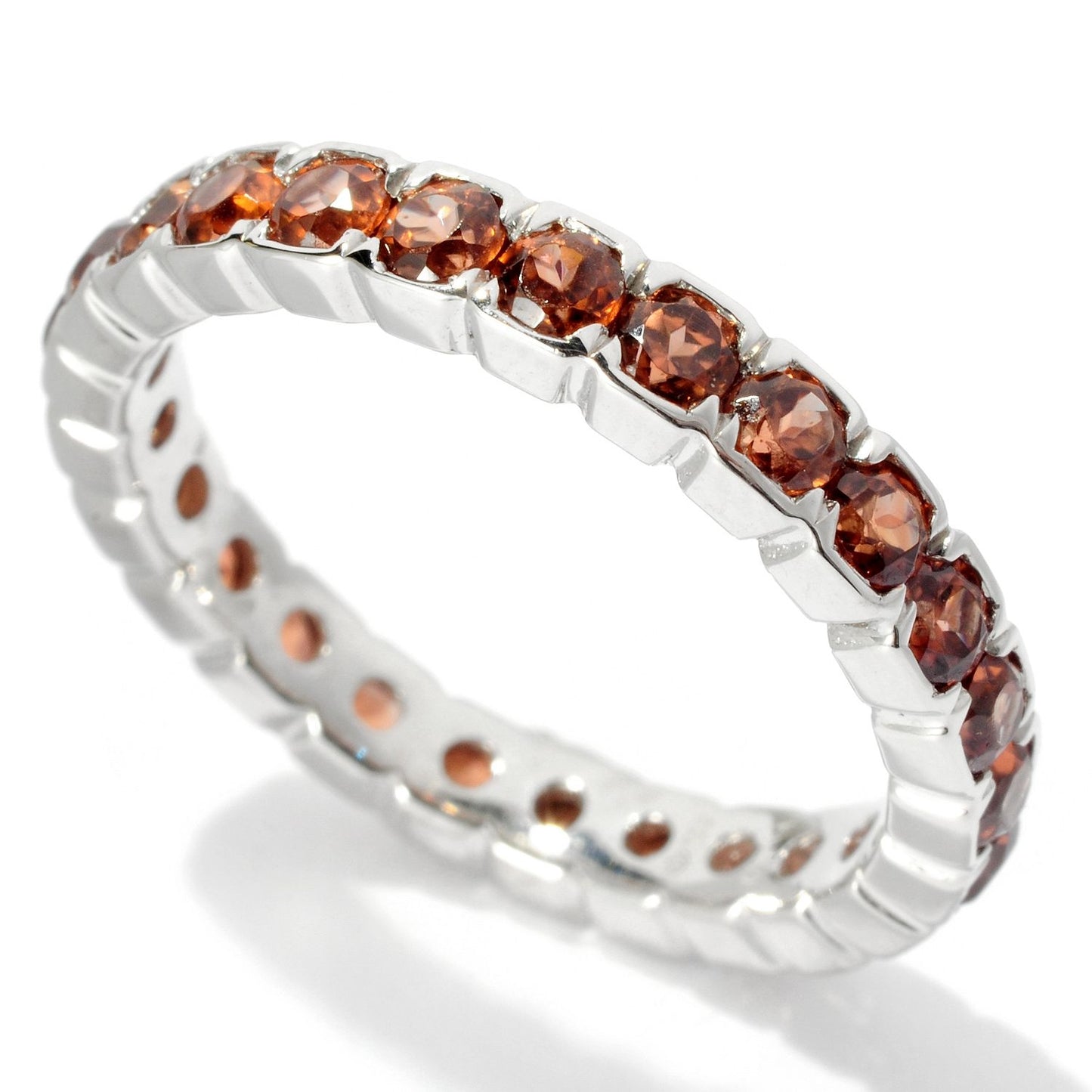 Pinctore Sterling Silver 2.72ctw Brown Zircon Eternity Band Ring - pinctore