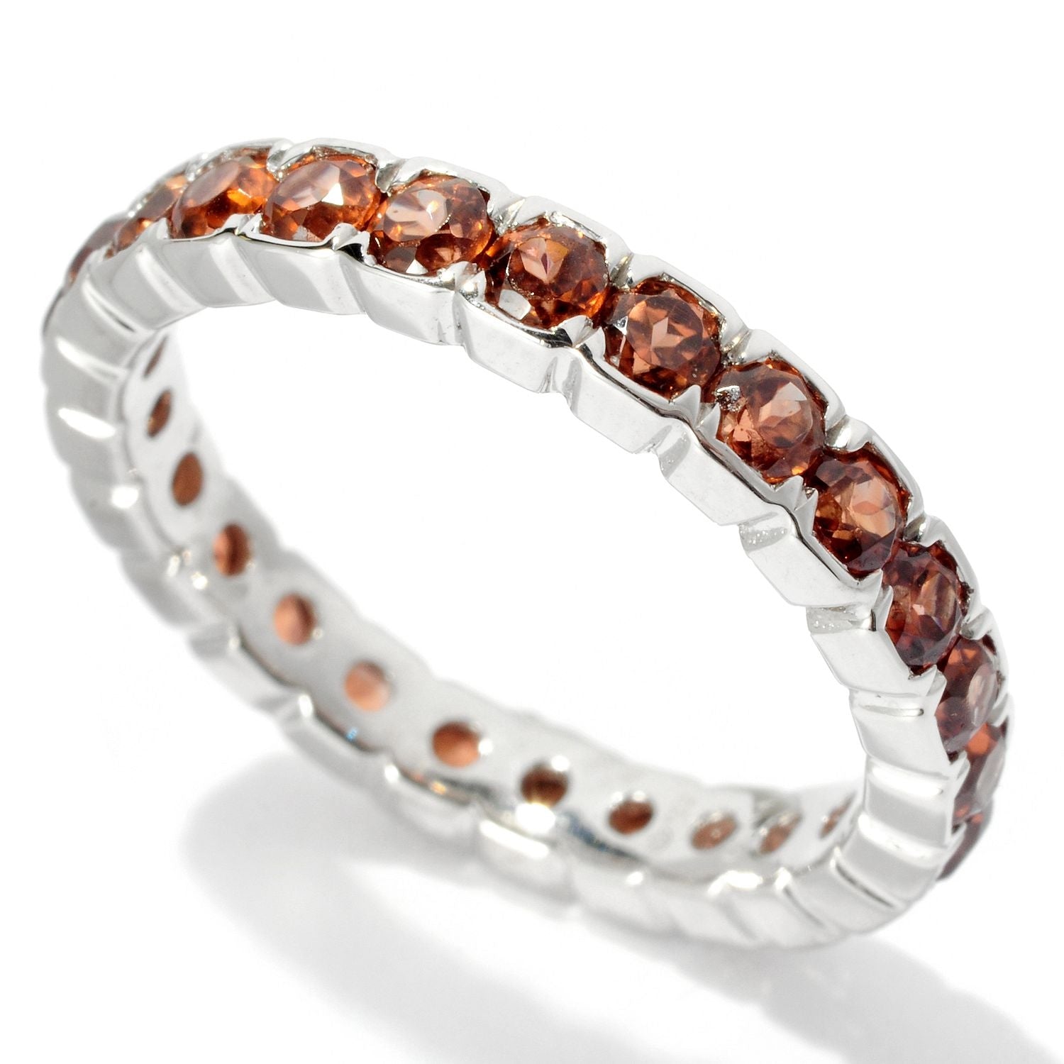 Pinctore Sterling Silver 2.72ctw Brown Zircon Eternity Band Ring - pinctore