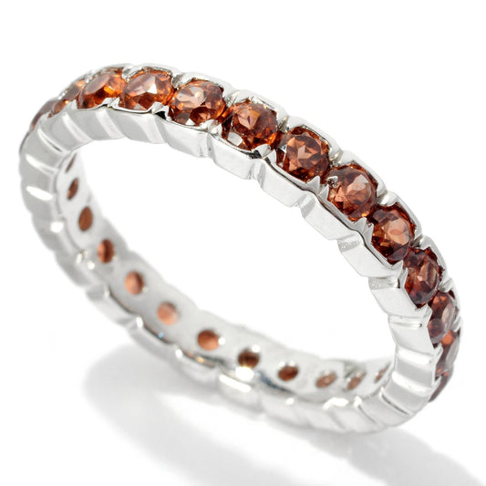 Pinctore Sterling Silver 2.72ctw Brown Zircon Eternity Band Ring - pinctore