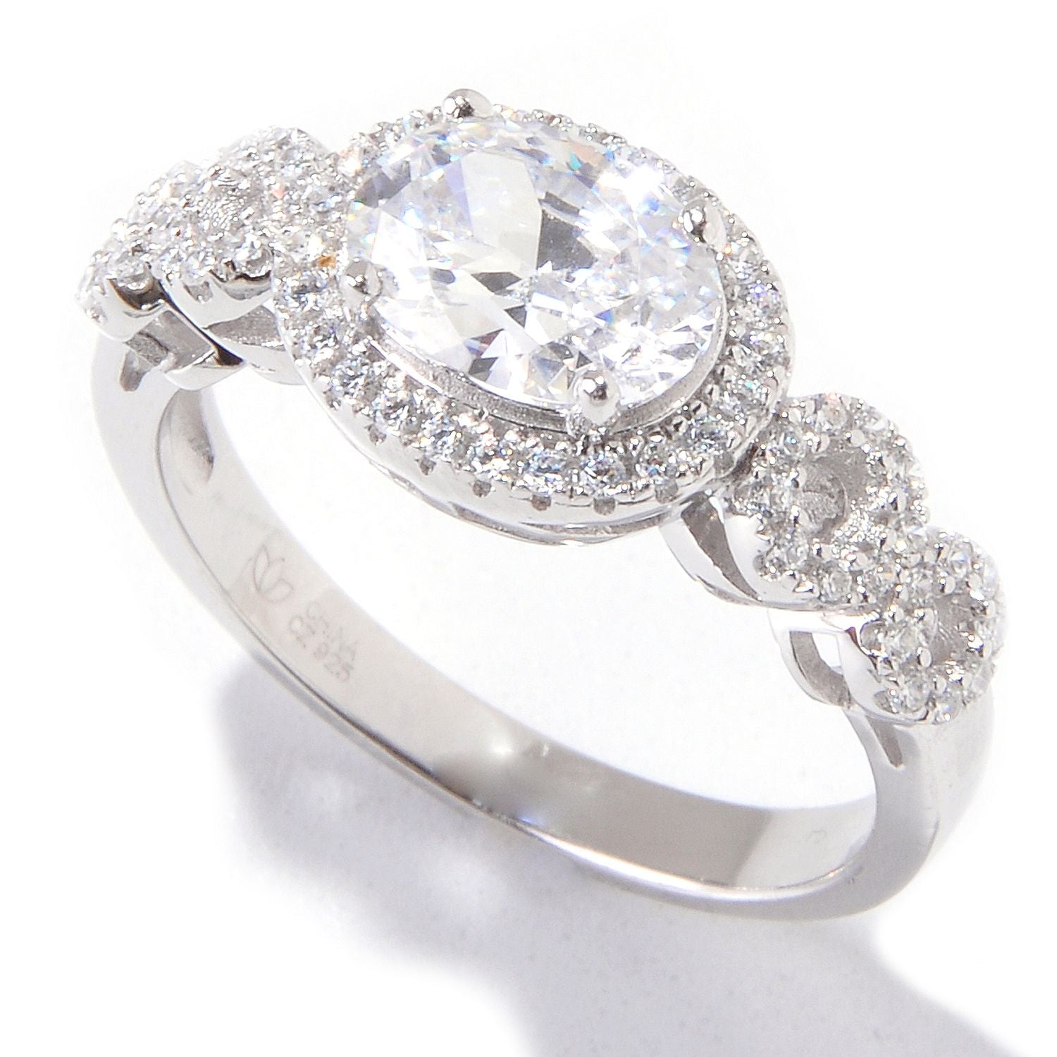 Platinum over Silver White Cubic Zirconia Ring - pinctore