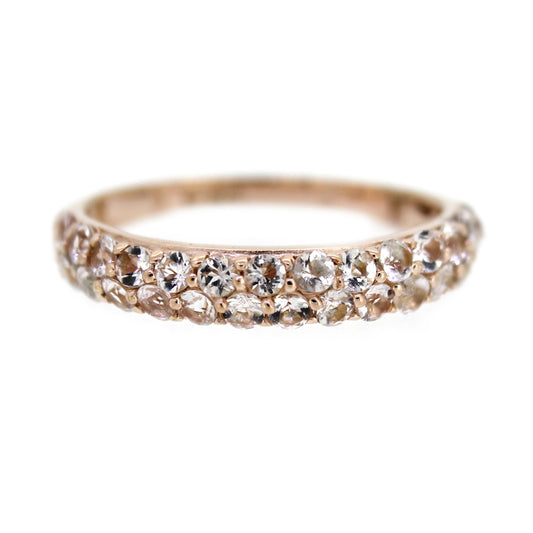 Sterling Silver Morganite Stack Band Ring - Pinctore