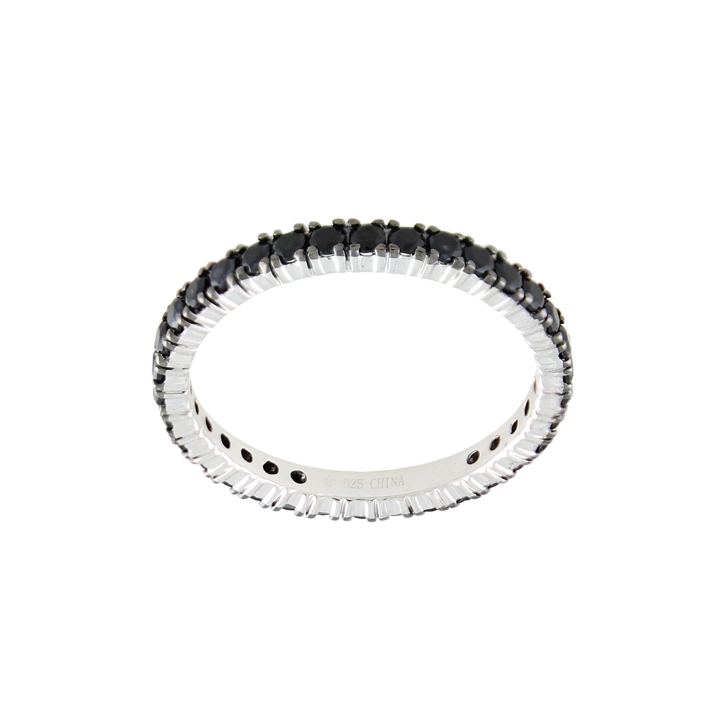 Sterling Silver 1ct Black Spinel Etenity Band Ring - Pinctore