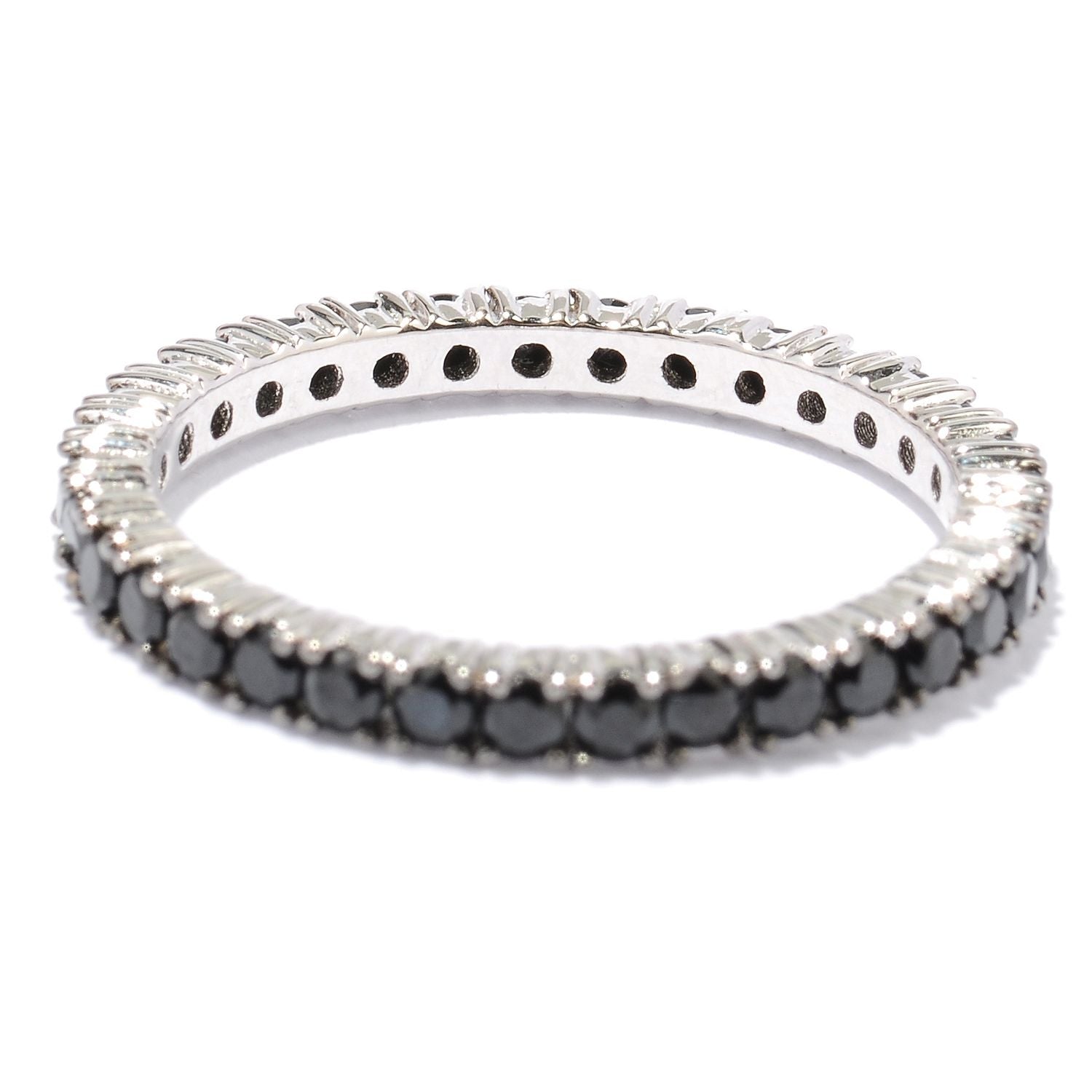 Sterling Silver 1ct Black Spinel Etenity Band Ring - Pinctore