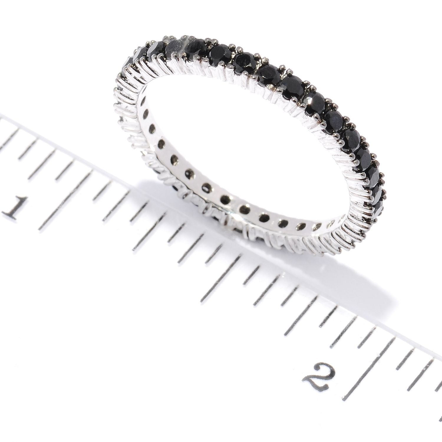 Sterling Silver 1ct Black Spinel Etenity Band Ring - Pinctore