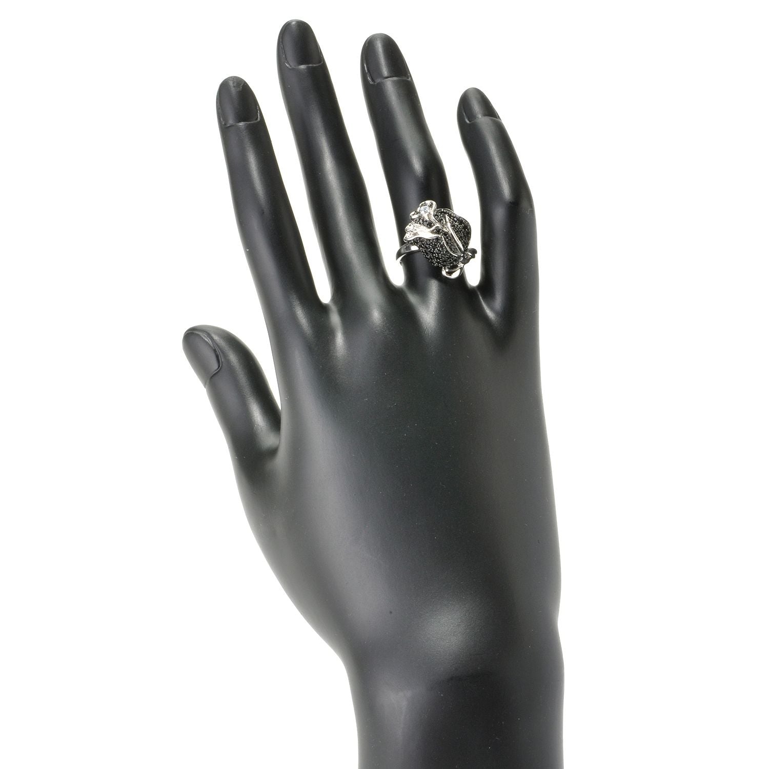 Sterling SIlver 925 Black Spinel, White Zircon Ring - Pinctore