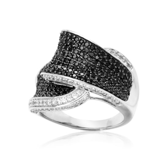 Pinctore Sterling Silver 2.15ctw Black Spinel Ring - pinctore