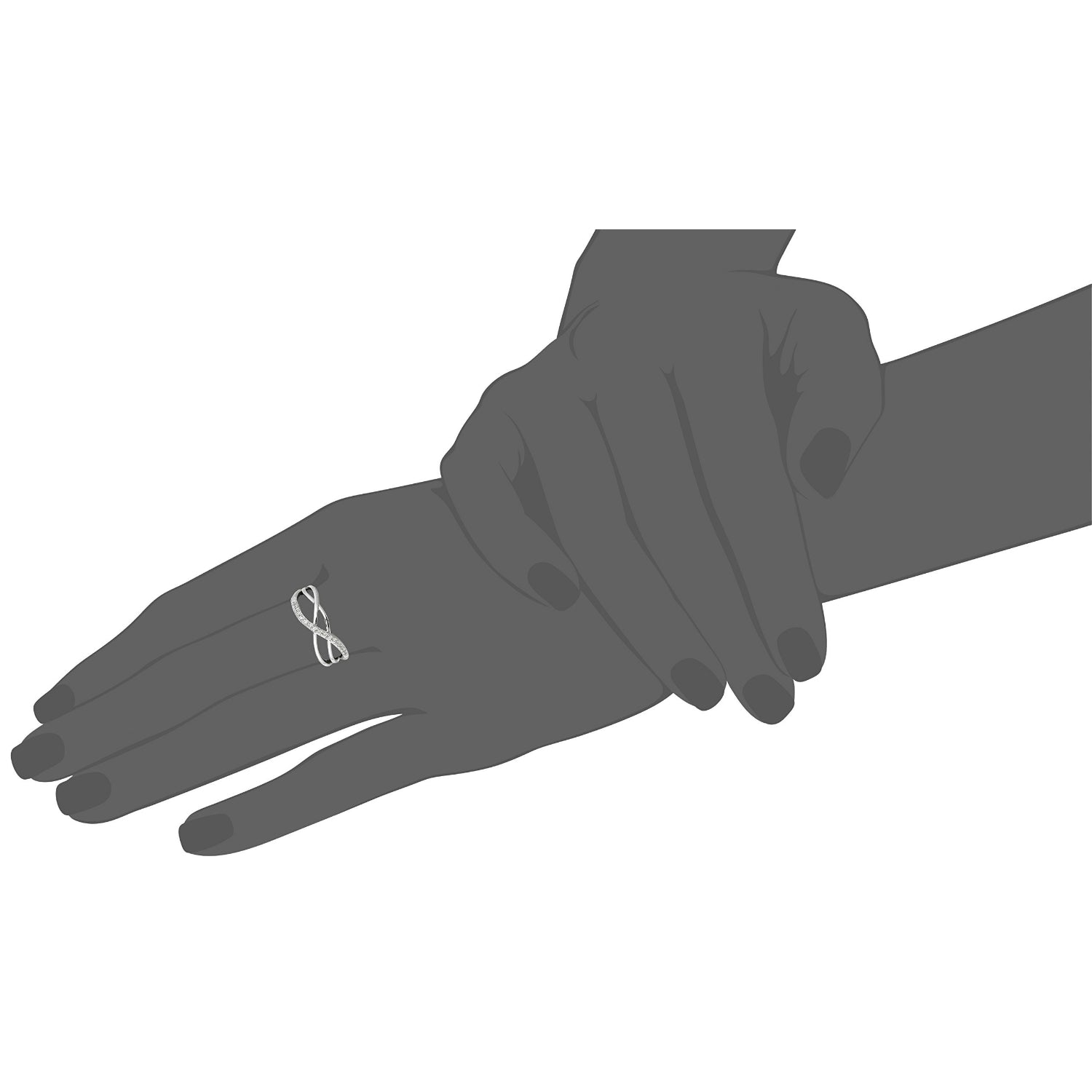 Sterling Silver Natural White Zircon Band Ring - pinctore