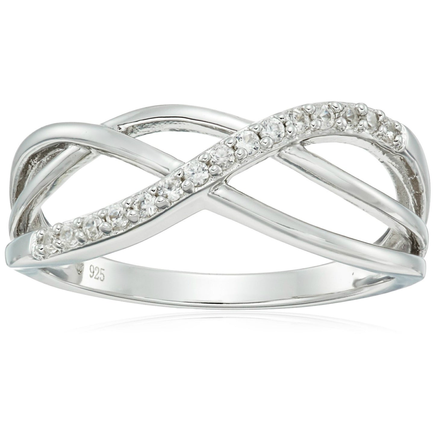 Sterling Silver Natural White Zircon Band Ring - pinctore