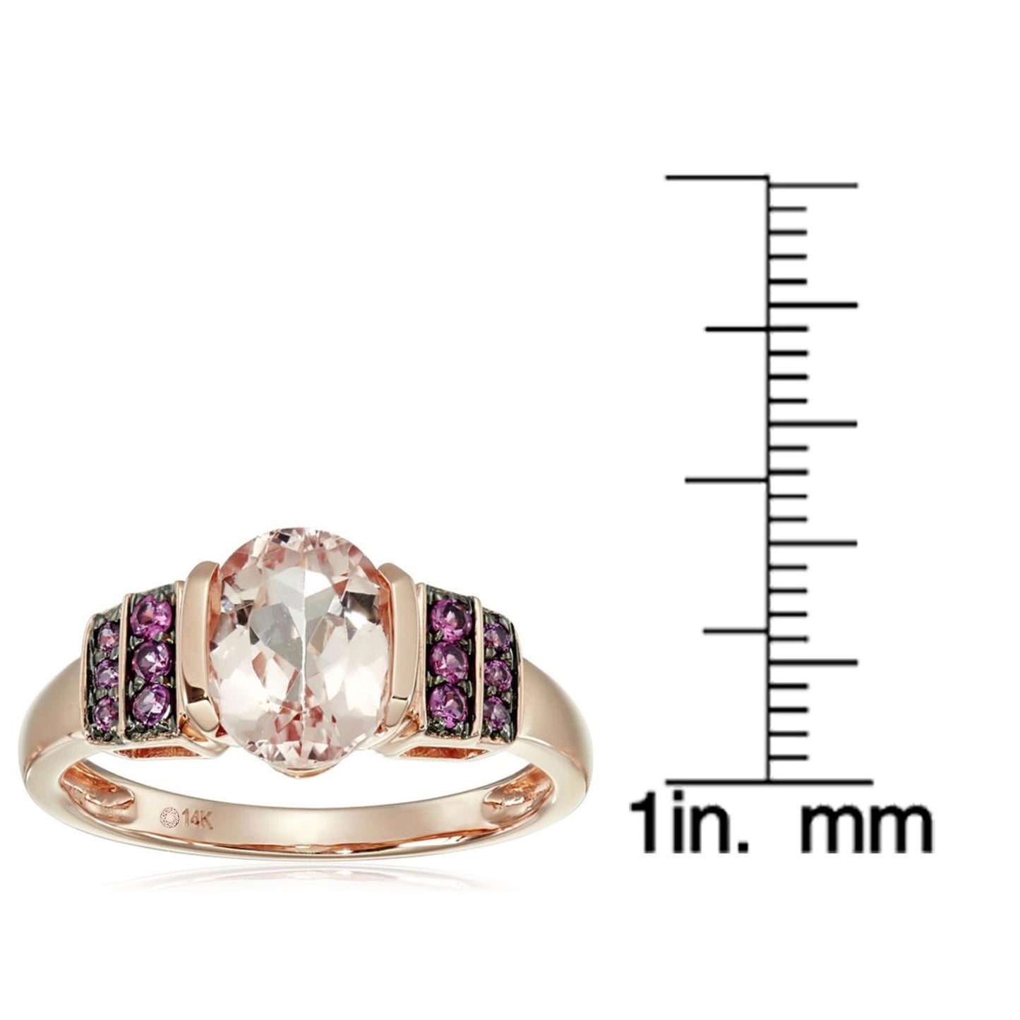 10kt Rose Gold Morganite and Rhodolite Ring - Pinctore
