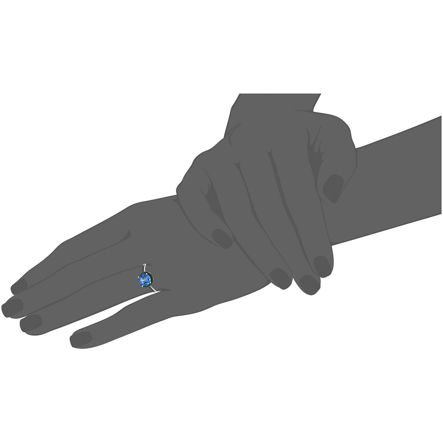 Sterling Silver Millennium Topaz And Black Spinel Halo Engagement Ring - pinctore