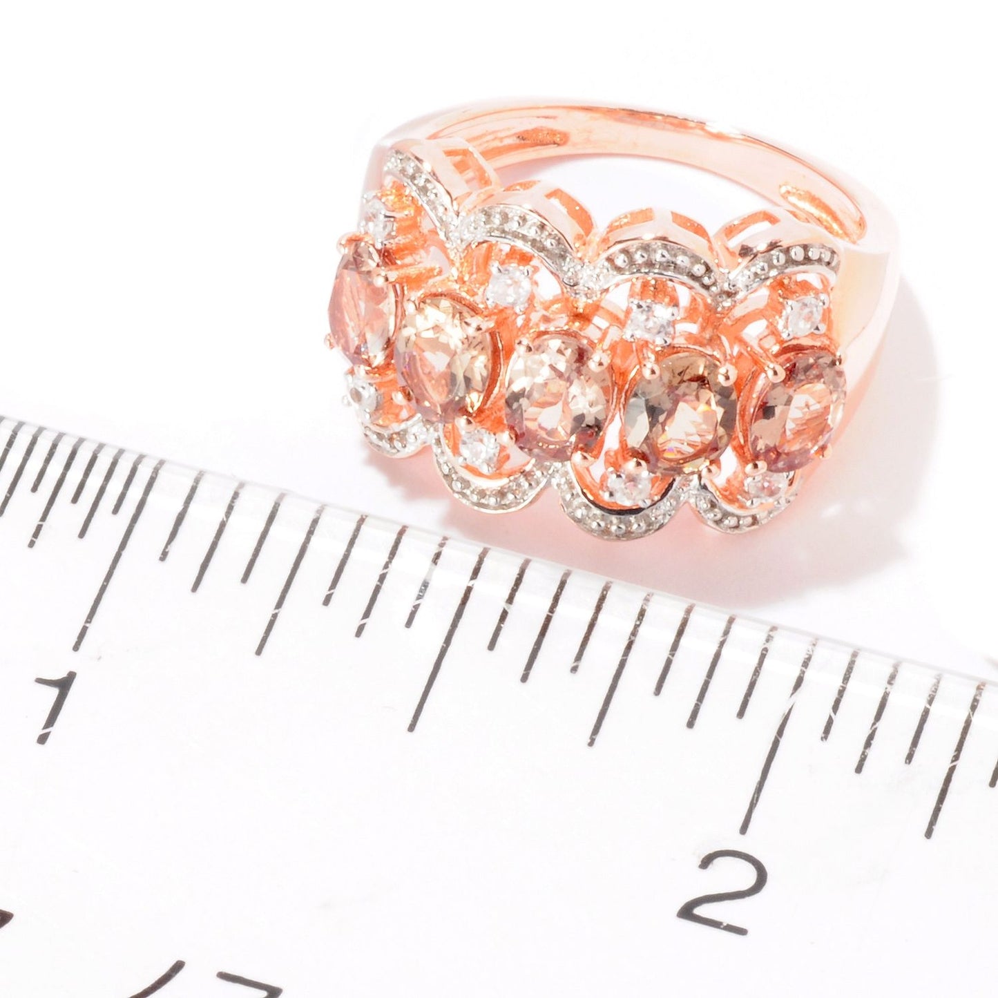 Pinctore 18K Rose Gold Over Silver 2.18ctw Change Color Garnet Band Ring - pinctore