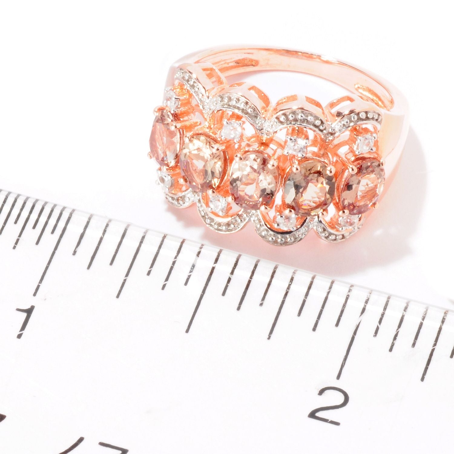 Pinctore 18K Rose Gold Over Silver 2.18ctw Change Color Garnet Band Ring - pinctore