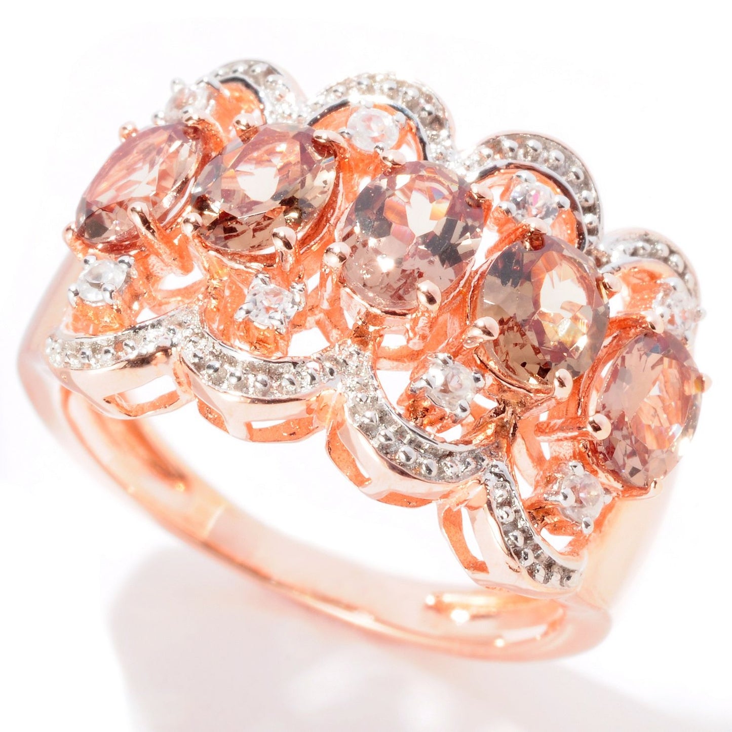 Pinctore 18K Rose Gold Over Silver 2.18ctw Change Color Garnet Band Ring - pinctore