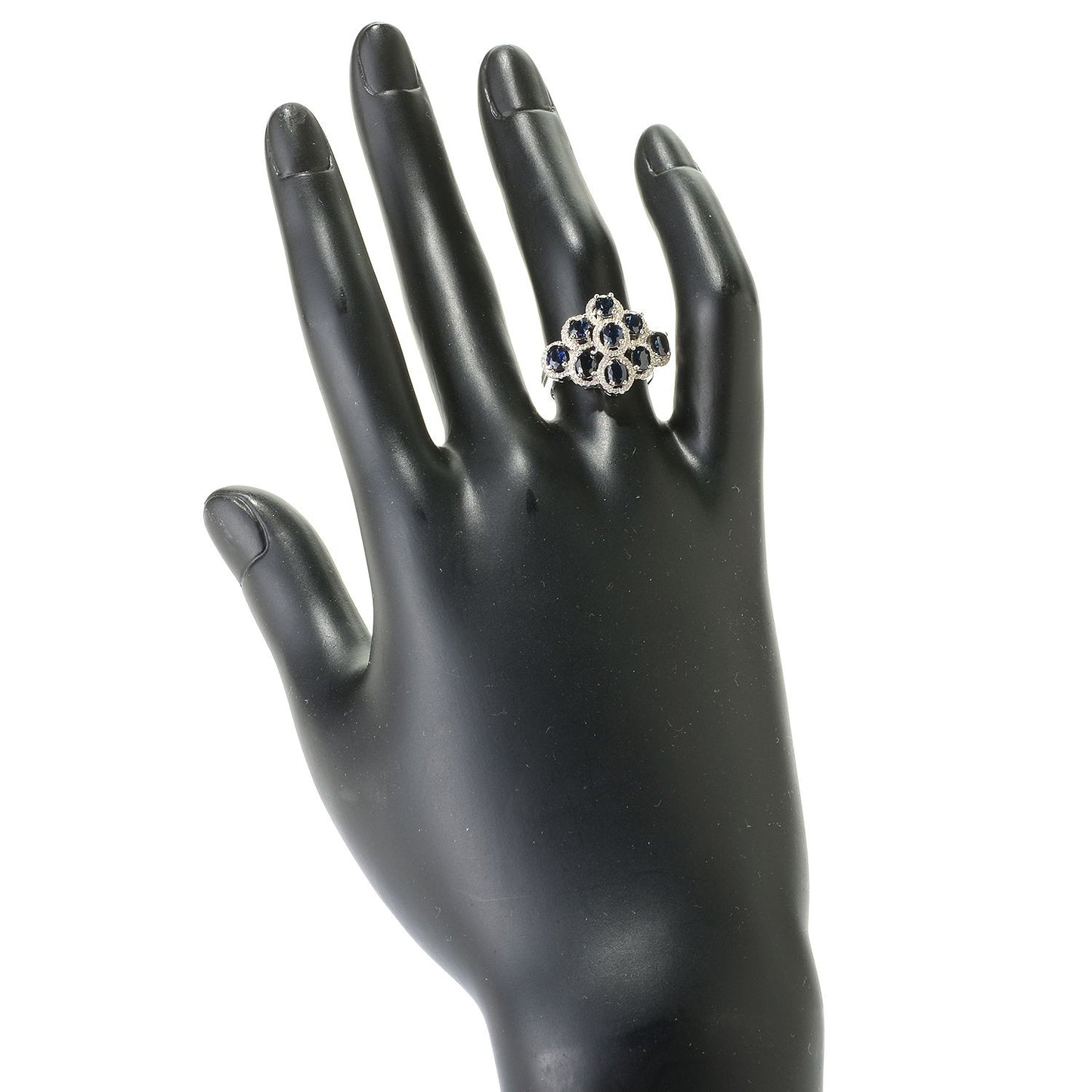 925 Sterling Silver Blue Sapphire, White Cz Ring - Pinctore