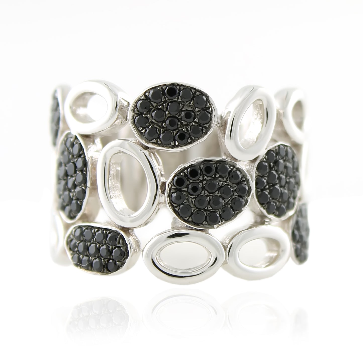 Pinctore Platinum o/Silver 0.87ctw Black Spinel Ring