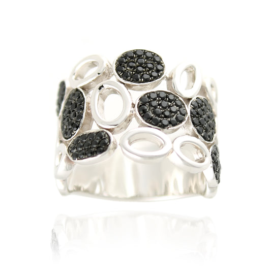Pinctore Platinum o/Silver 0.87ctw Black Spinel Ring
