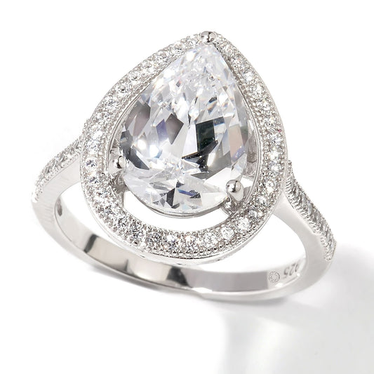 925 Sterling Silver White Cz Ring - Pinctore