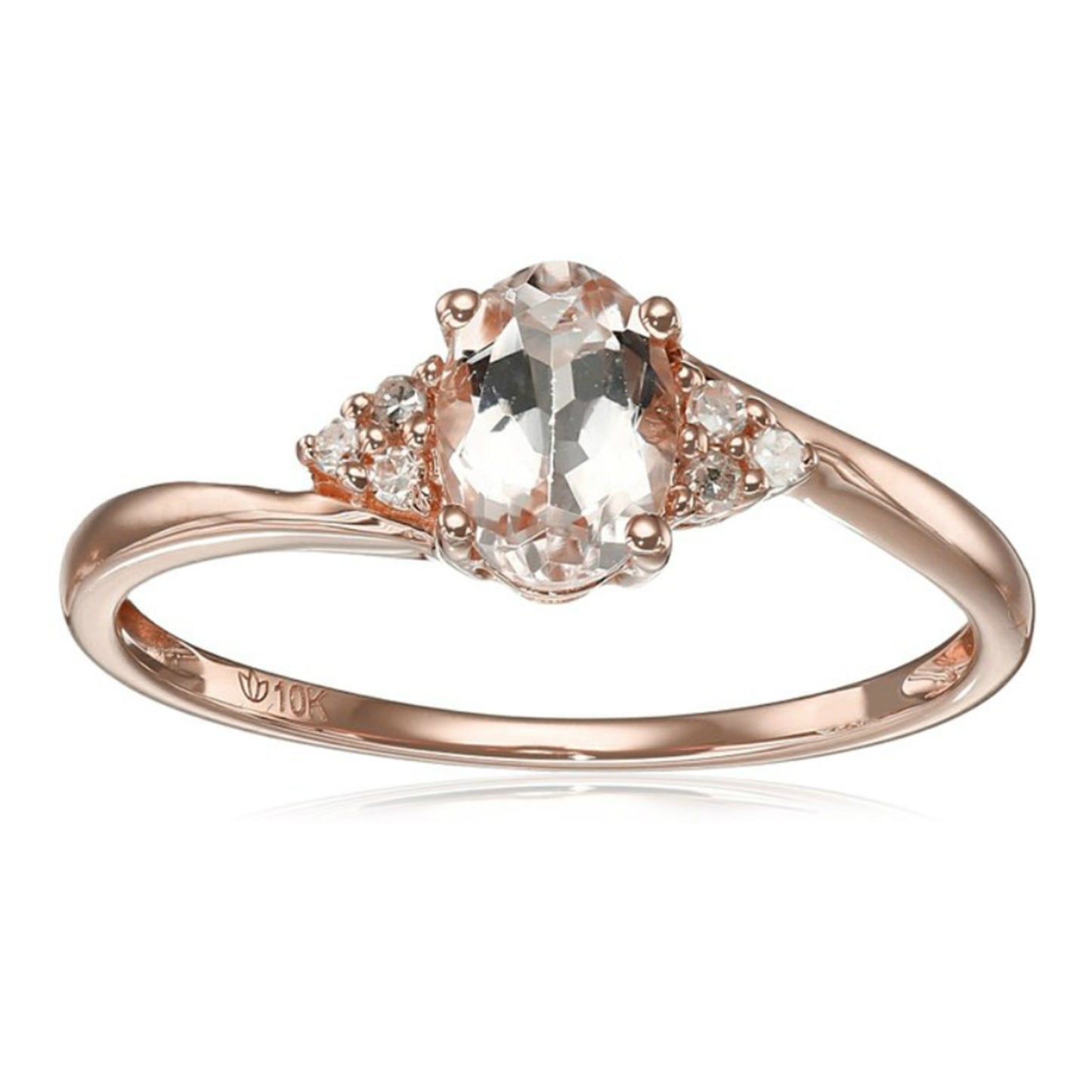 Pinctore 10k Rose Gold Morganite and Diamond Accented Ring - pinctore