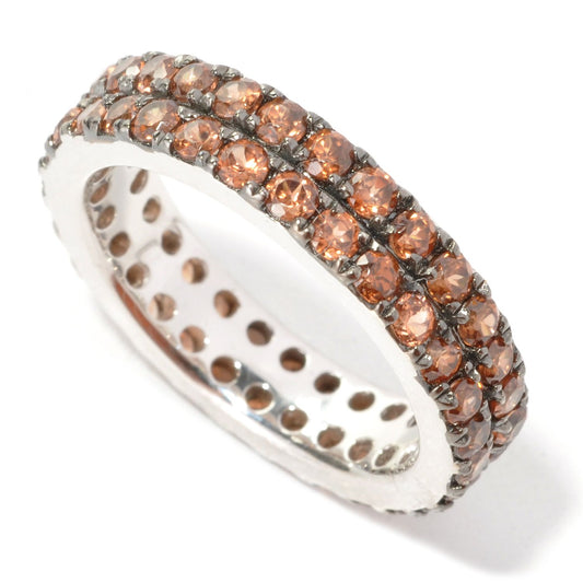 Pinctore Sterling Silver 2.89ctw Brown Zircon Band Ring - pinctore