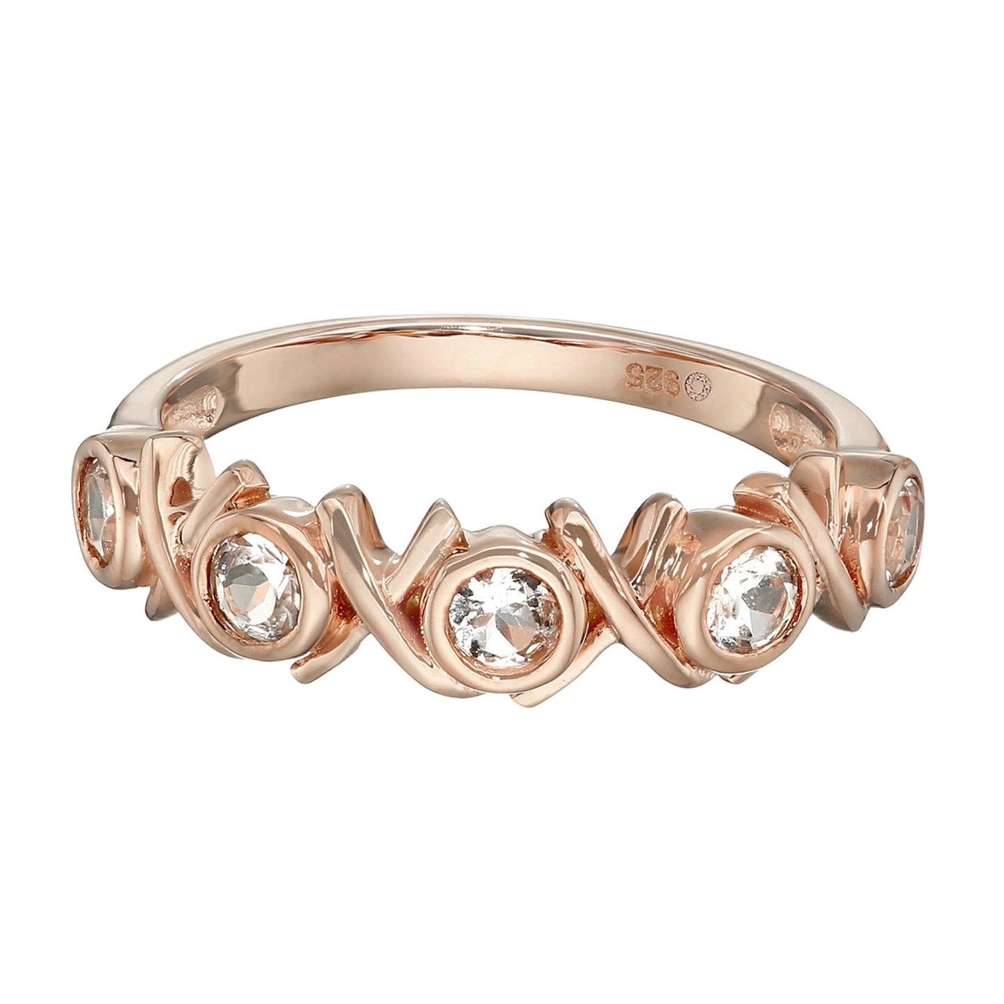 925 Sterling Silver Morganite 5-Stone Ring - Pinctore
