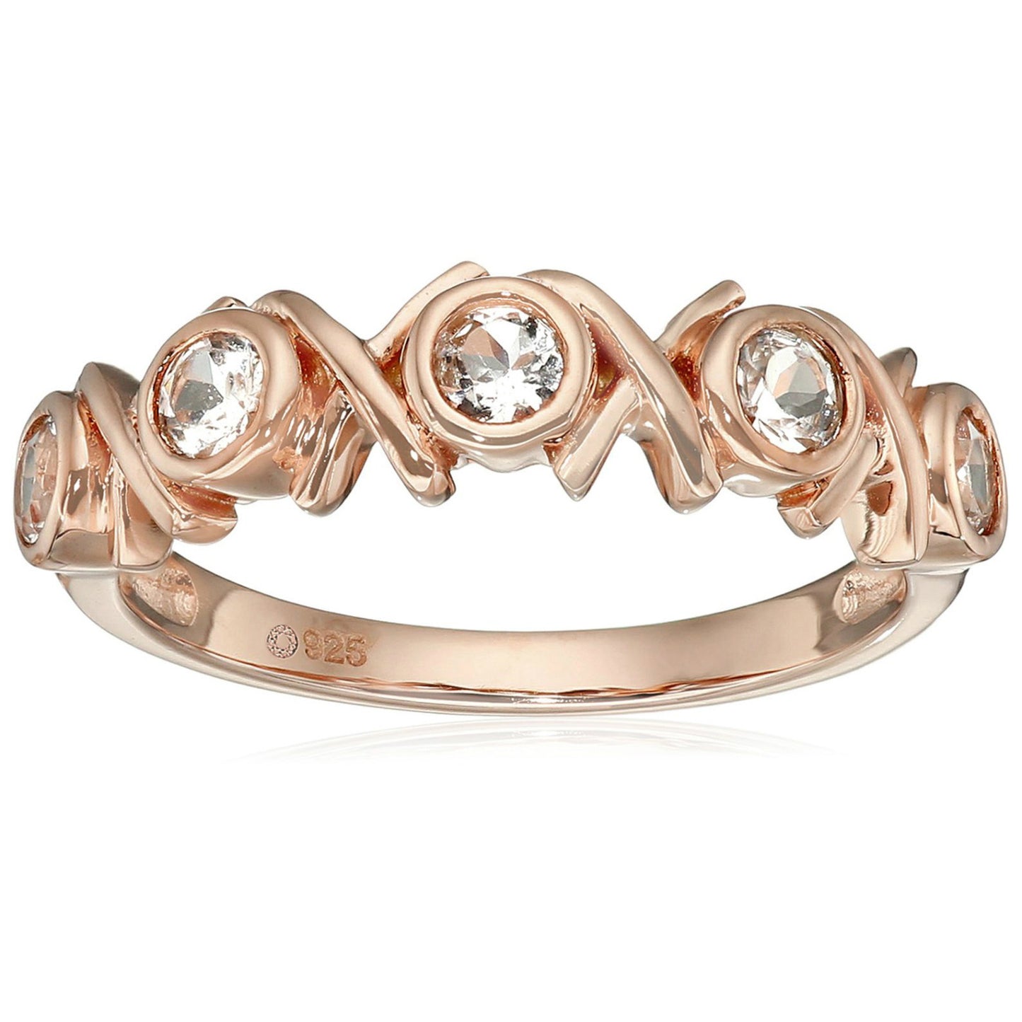 925 Sterling Silver Morganite 5-Stone Ring - Pinctore