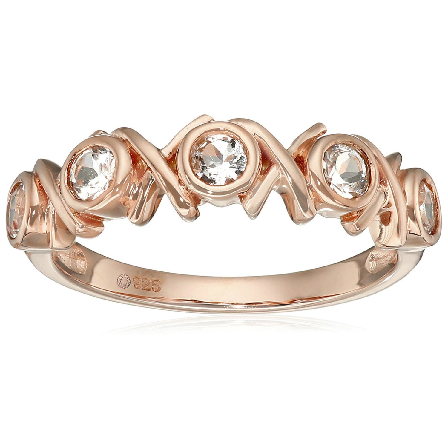 925 Sterling Silver Morganite 5-Stone Ring - Pinctore