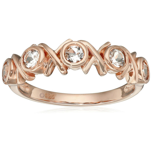 925 Sterling Silver Morganite 5-Stone Ring - Pinctore