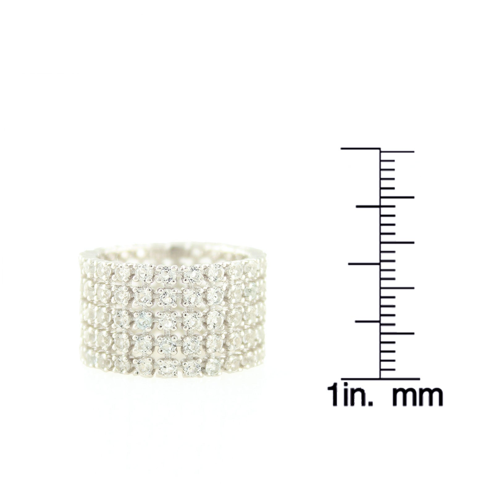 Platinum O/ Silver 6.00Ctw White Natural Zircon Ring - Pinctore