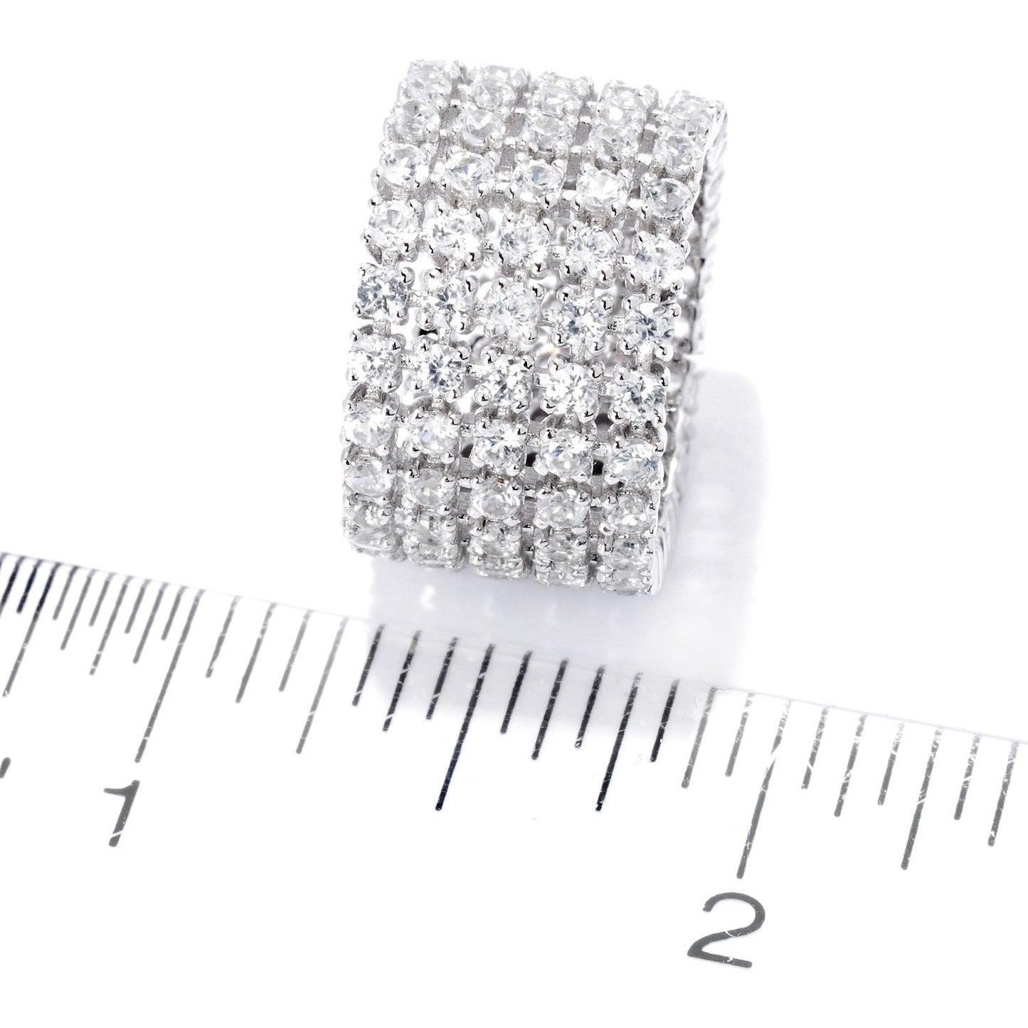 Platinum O/ Silver 6.00Ctw White Natural Zircon Ring - Pinctore