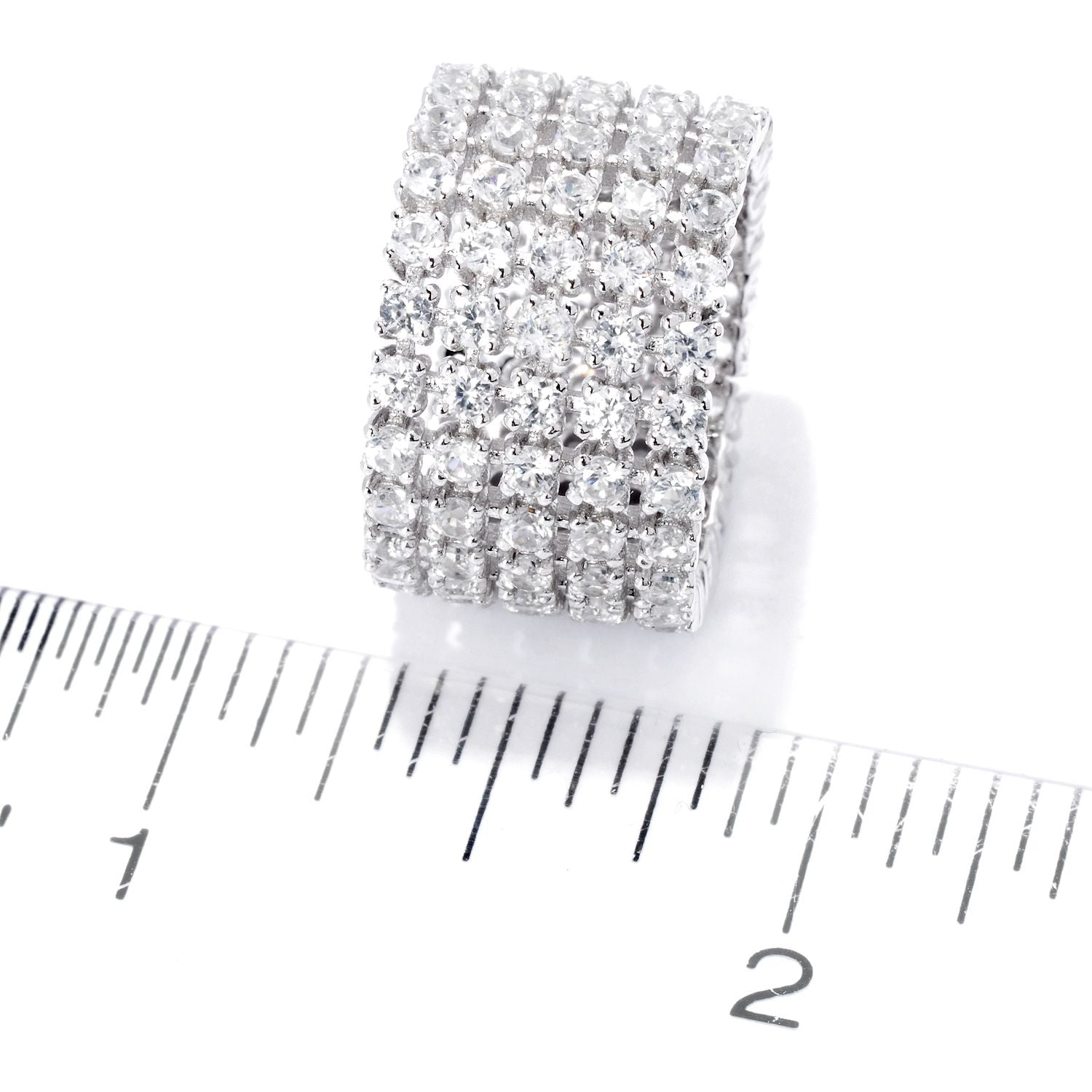 Platinum O/ Silver 6.00Ctw White Natural Zircon Ring - Pinctore
