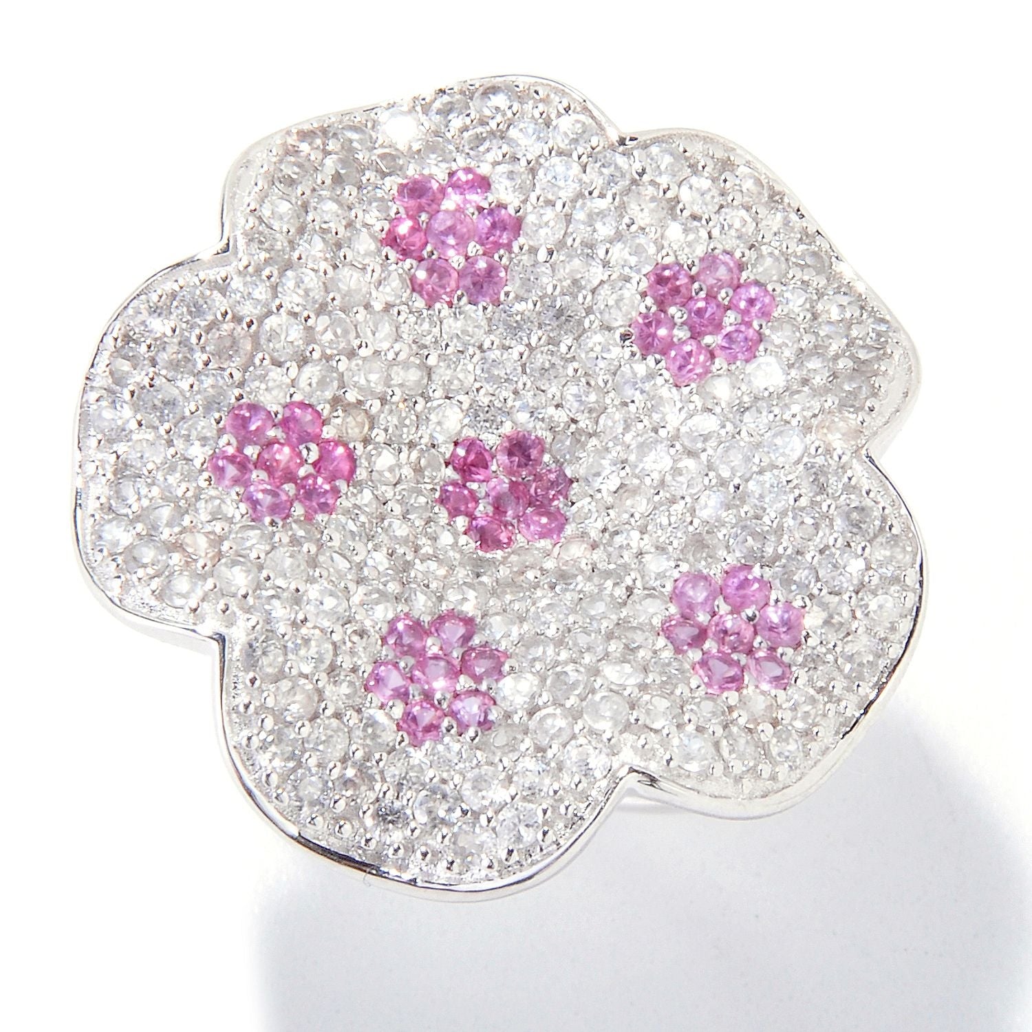 Pinctore Sterling Silver 3.29ctw Pink Spinel Ring - pinctore