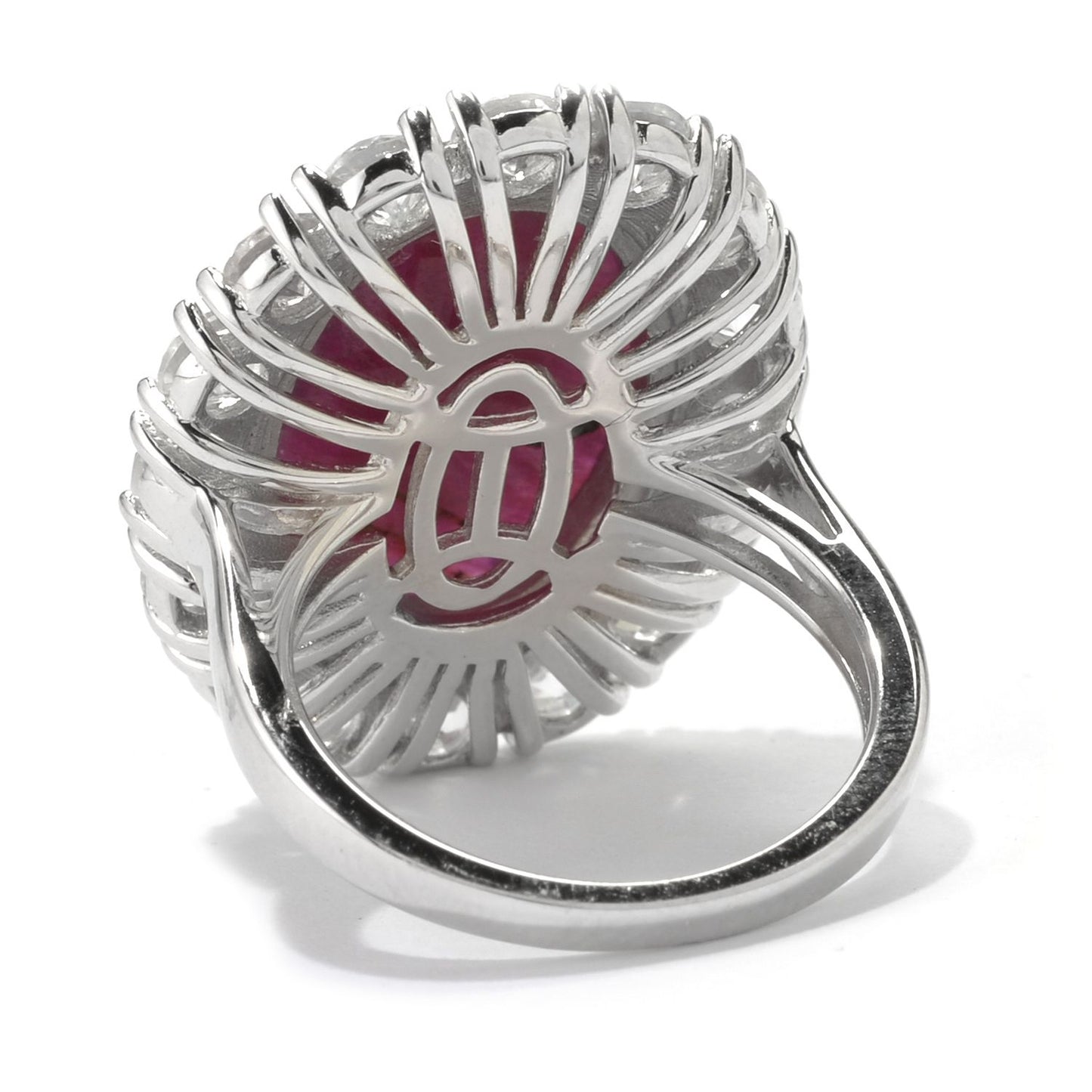 925 Sterling Silver Indian Ruby, White Natural Zircon Ring - Pinctore