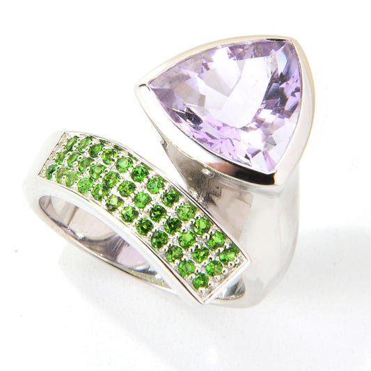 Pinctore Sterling Silver 4.82ctw Pink Amethyst Cluster Ring - pinctore