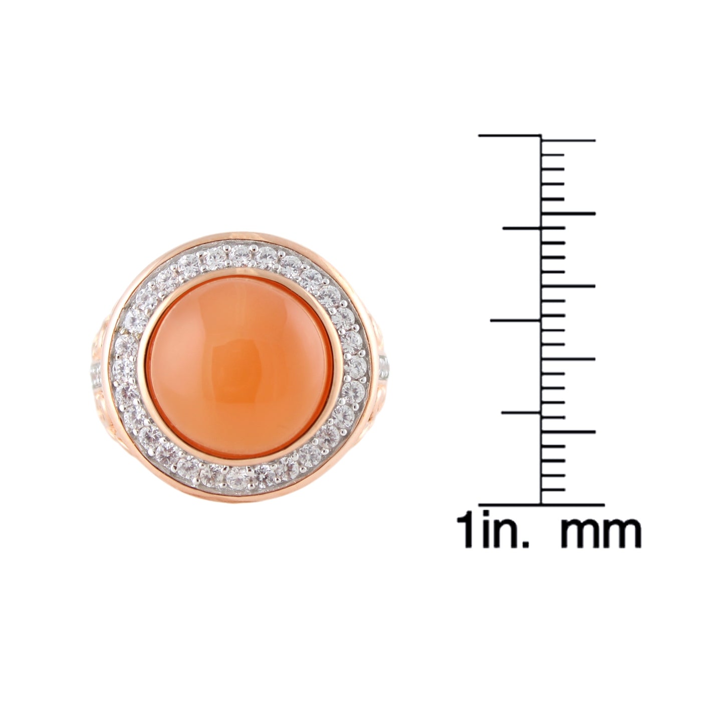 Pinctore 18K Rose Gold Over Silver 9.45ctw Peach Moonstone Ring - pinctore