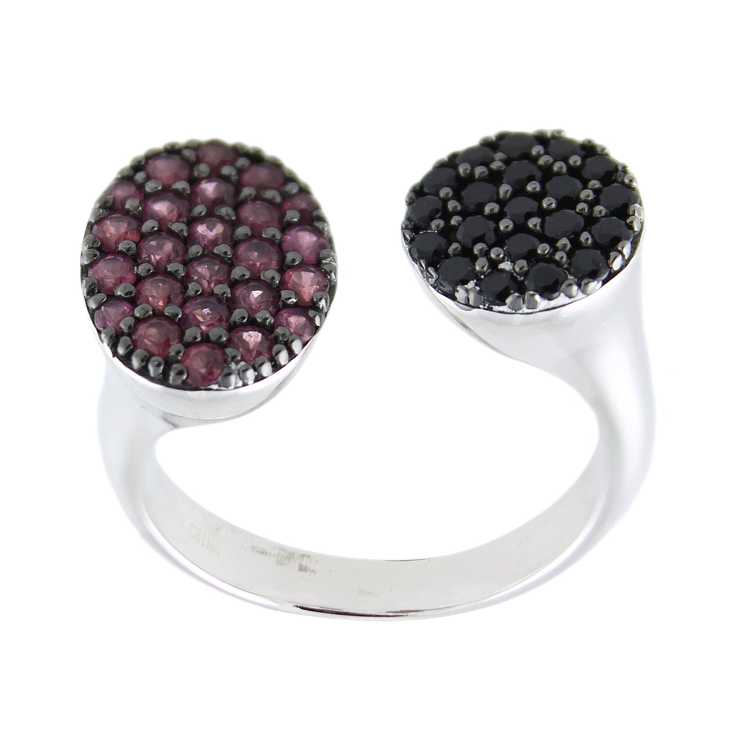 925 Sterling Silver Black Spinel, Rhodolite Garnet Ring - Pinctore