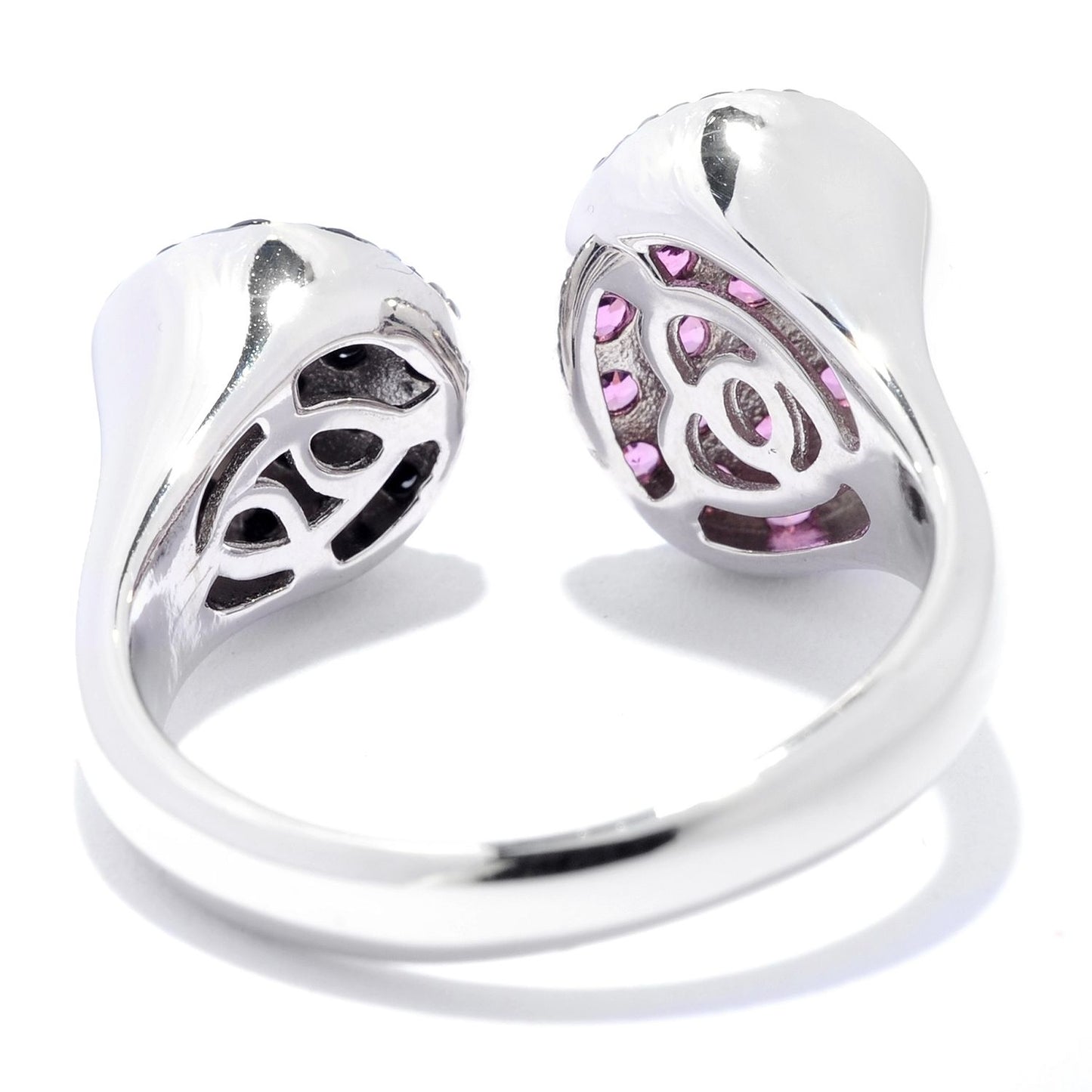 925 Sterling Silver Black Spinel, Rhodolite Garnet Ring - Pinctore