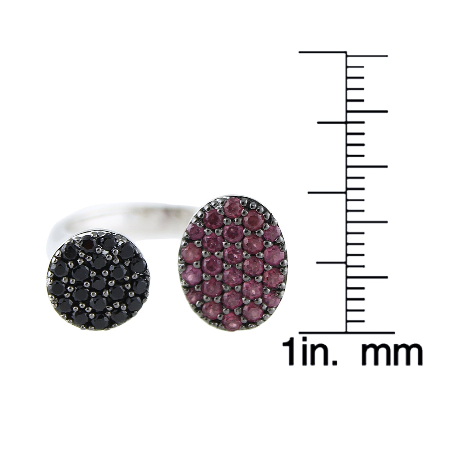 925 Sterling Silver Black Spinel, Rhodolite Garnet Ring - Pinctore