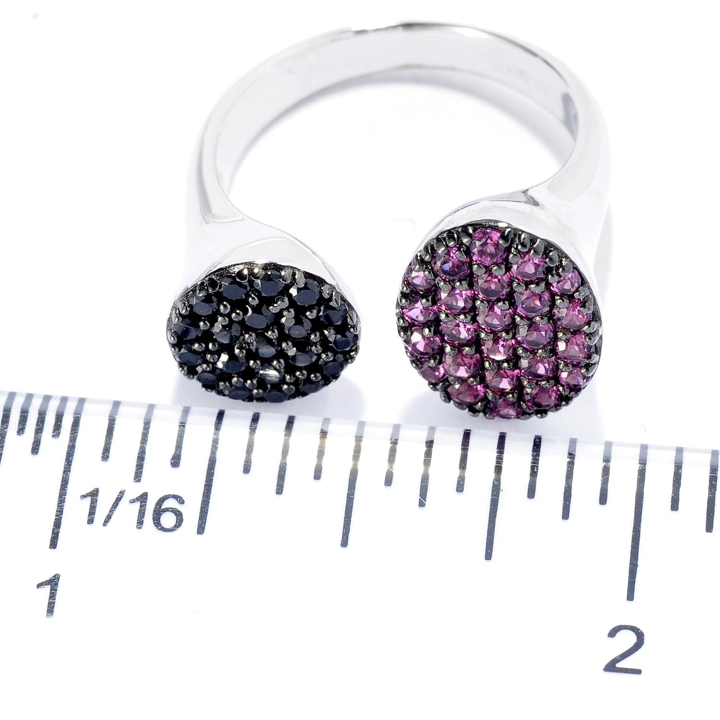 925 Sterling Silver Black Spinel, Rhodolite Garnet Ring - Pinctore