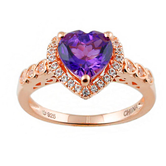 Sterling Silver 1.9ctw African Amethyst & Cubic Zirconia Ring - Pinctore