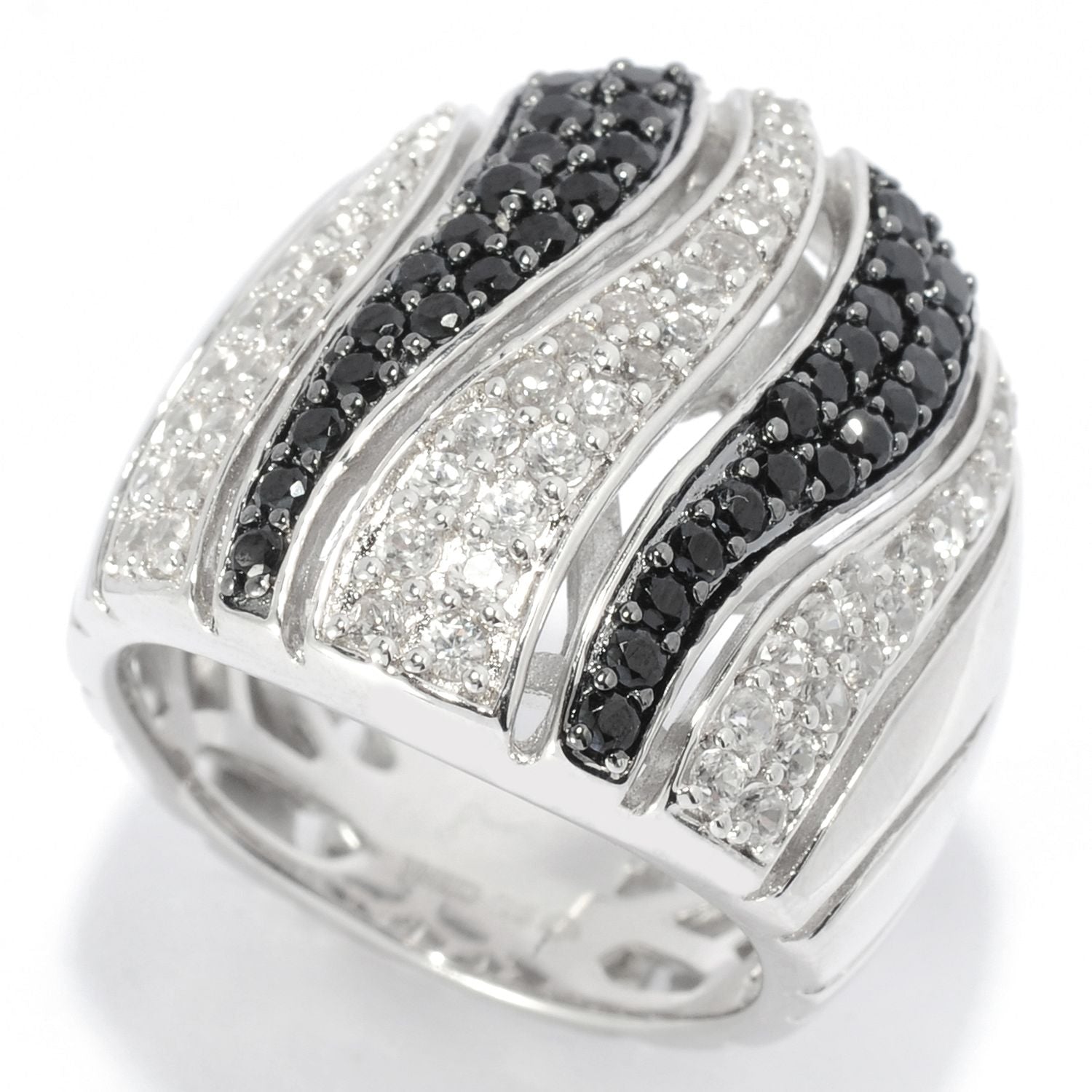 Pinctore Sterling Silver 1.96ctw White Natural Zircon Ring - pinctore