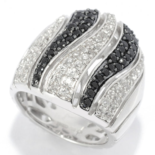 Pinctore Sterling Silver 1.96ctw White Natural Zircon Ring - pinctore
