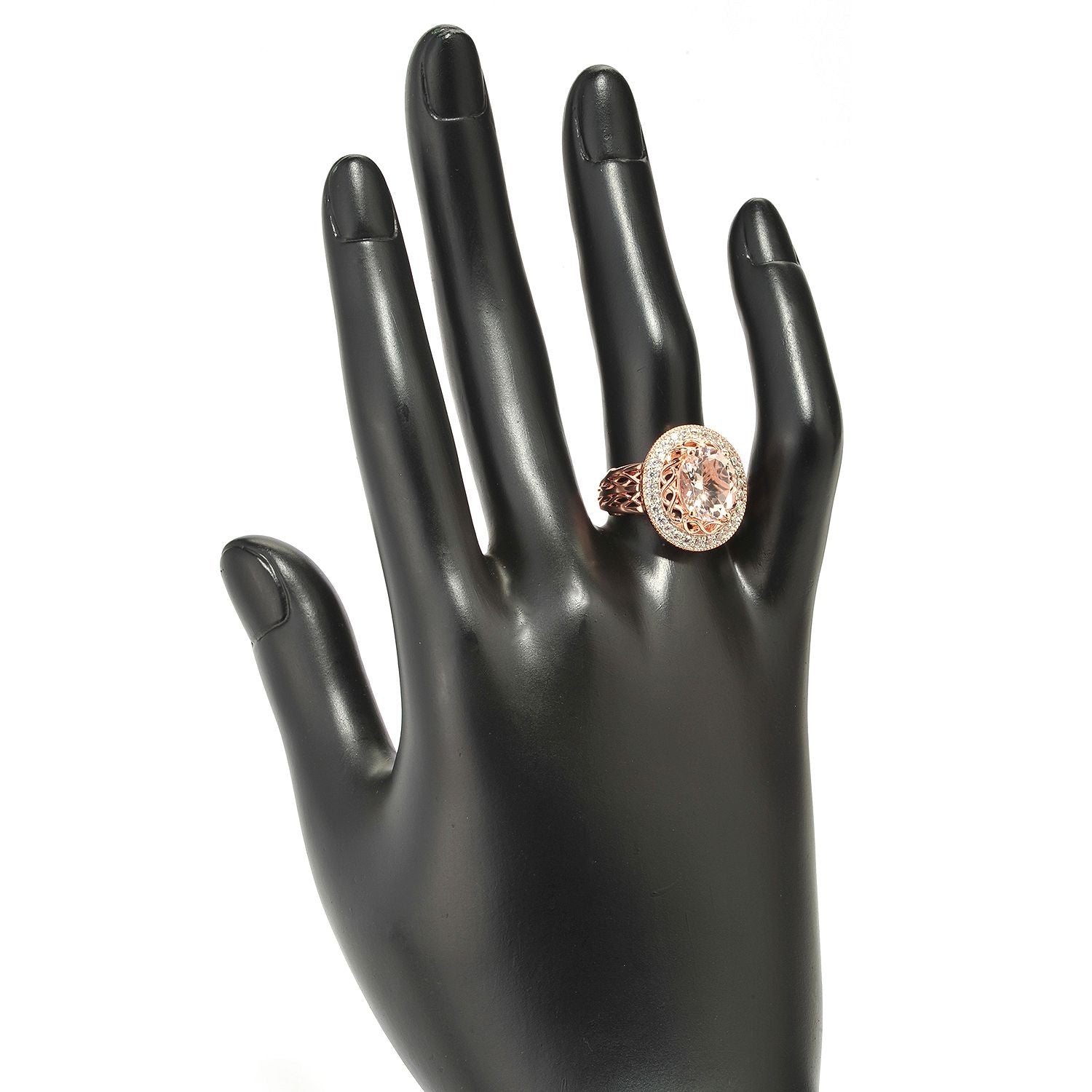 Pinctore 18K Rose Gold Over Silver 3.84ctw Morganite Cocktail Ring - pinctore