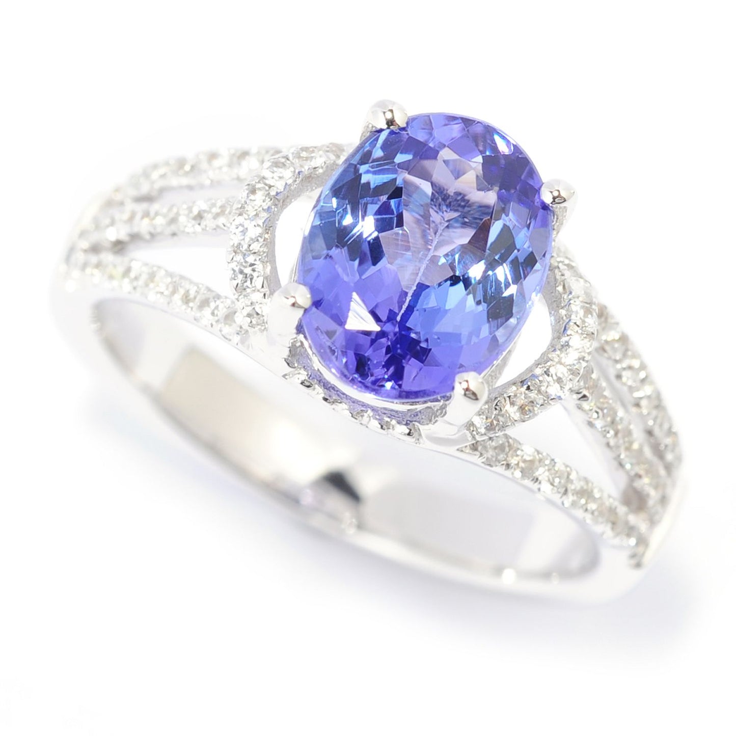 10kt White Gold 2.1ctw Tanzanite & Diamond Ring - Pinctore
